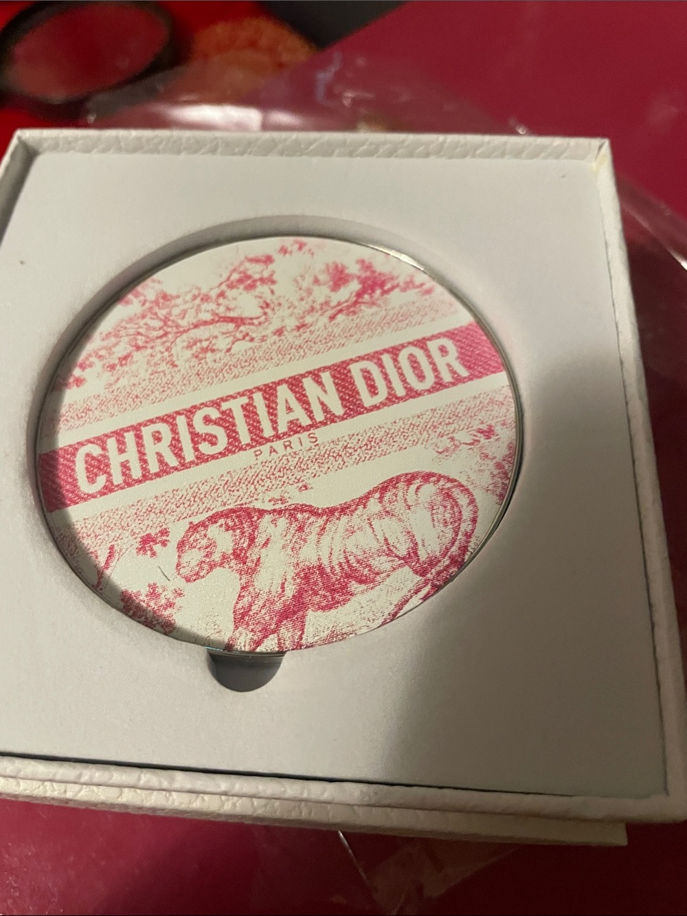 Dior Pink Toile Compact Mirror with Signature Logo - Picture 15 of 15